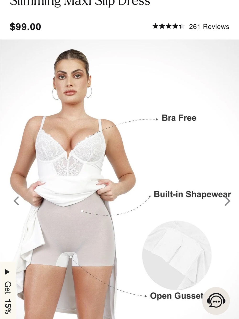 Shapewear Lace V Neck Side Slit Slimming Maxi Slip Dress  L . NWT * firm price *
